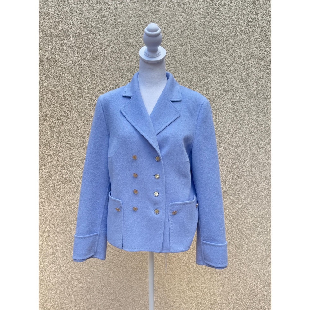 Escada by Margaretha Ley vintage light periwinkle blue angora wool blend blazer